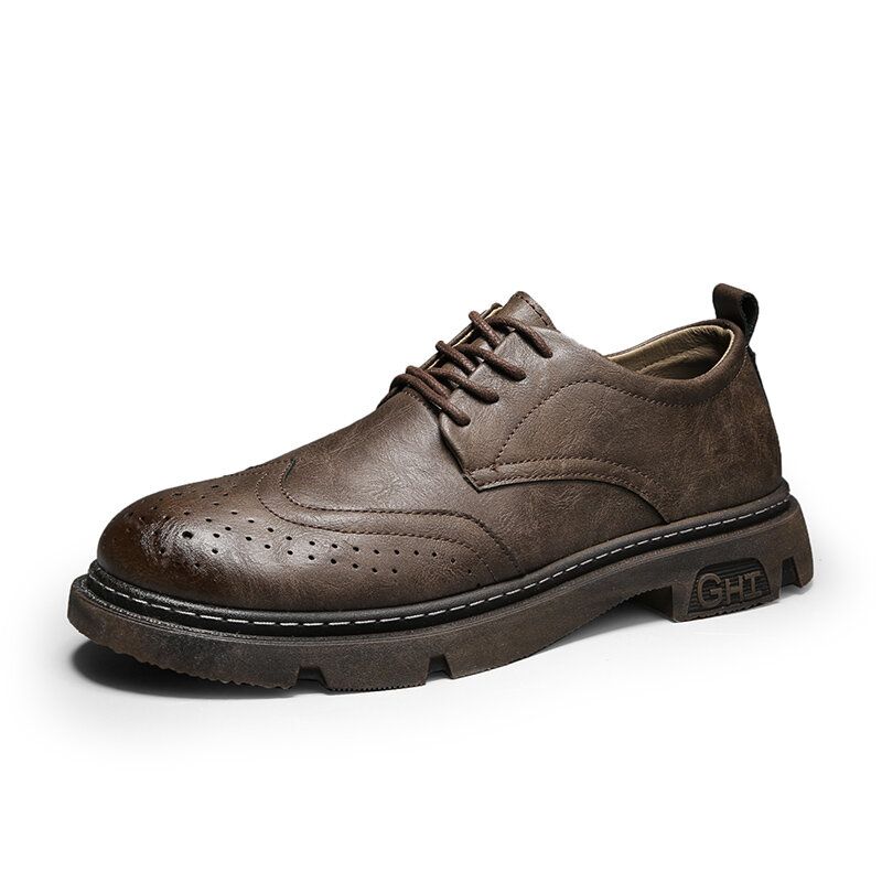 Bequeme Oxfords Brogue Freizeitschuhe Mit Runder Zehenpartie Für Herren