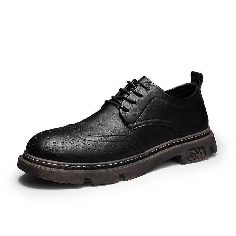 Bequeme Oxfords Brogue Freizeitschuhe Mit Runder Zehenpartie Für Herren