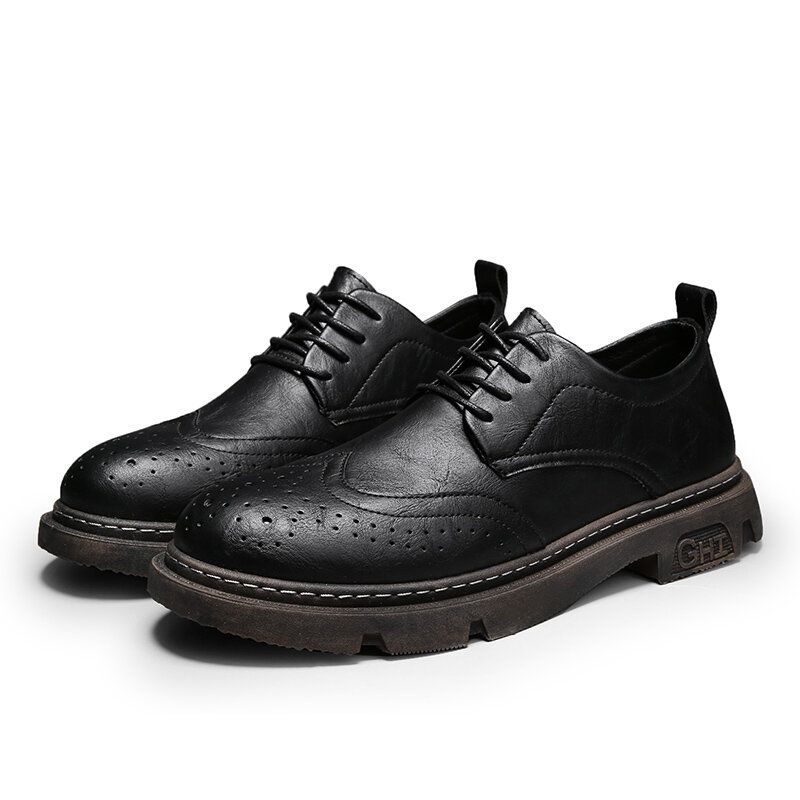 Bequeme Oxfords Brogue Freizeitschuhe Mit Runder Zehenpartie Für Herren