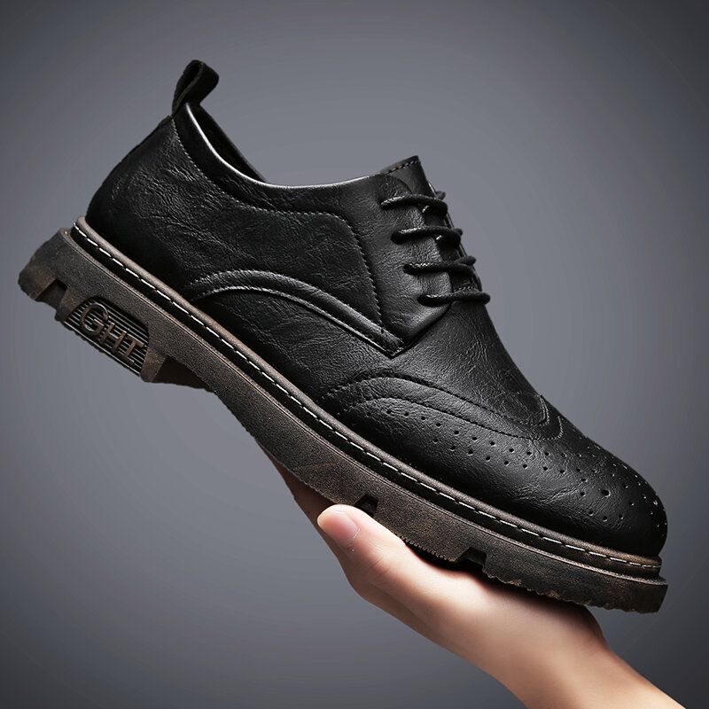 Bequeme Oxfords Brogue Freizeitschuhe Mit Runder Zehenpartie Für Herren