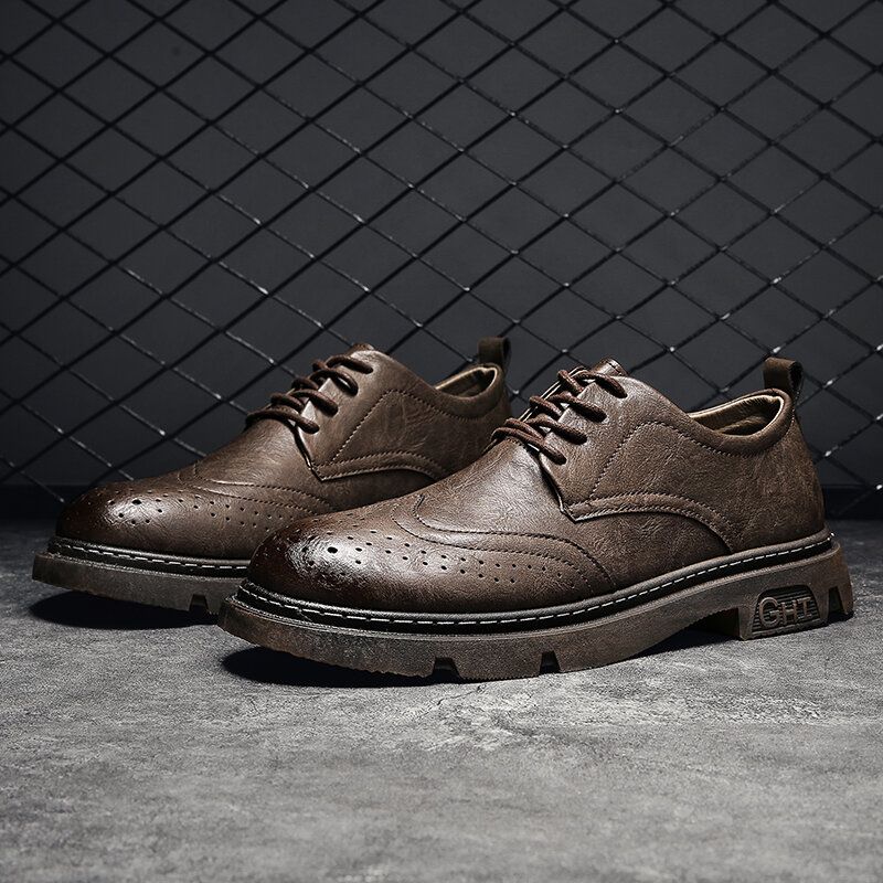 Bequeme Oxfords Brogue Freizeitschuhe Mit Runder Zehenpartie Für Herren