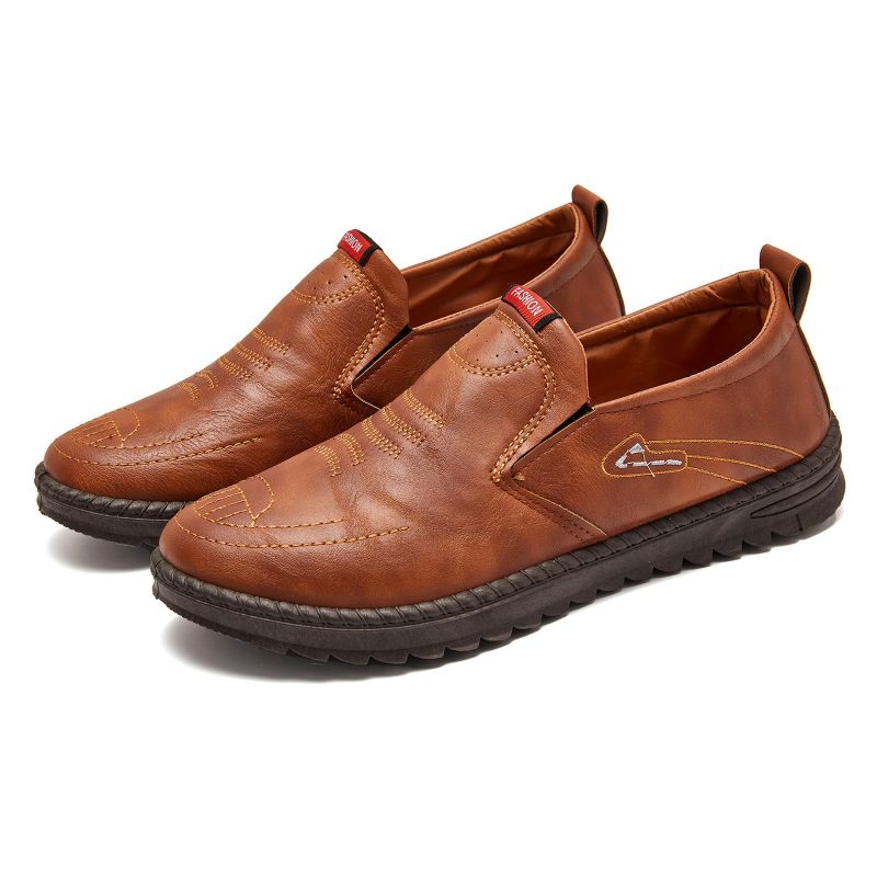 Bestickte Herrenmode Mit Bequemer Weicher Sohle Zum Hineinschlüpfen Lässige Flache Loafer