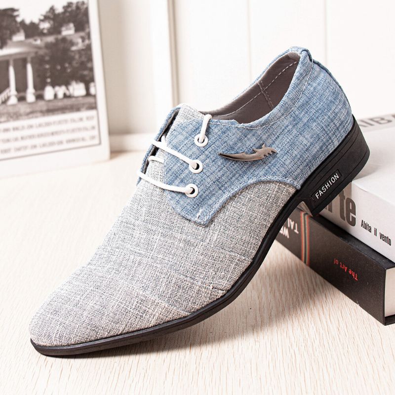 Herren Canvas Spitze Toe Rutschfeste Kurze Schnürkleid Casual Business Schuhe