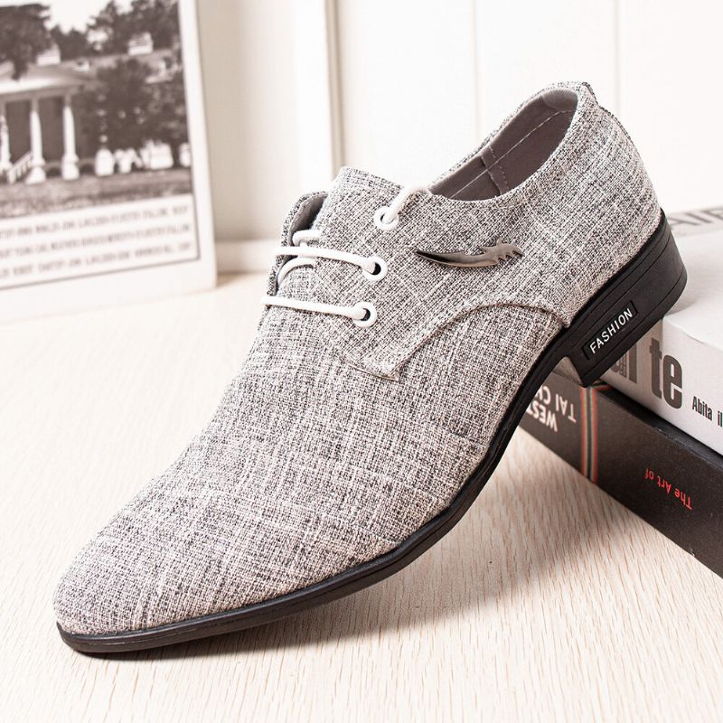 Herren Canvas Spitze Toe Rutschfeste Kurze Schnürkleid Casual Business Schuhe