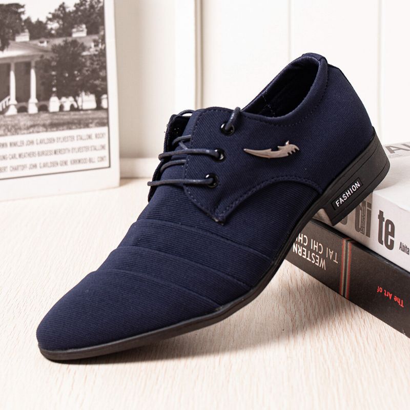 Herren Canvas Spitze Toe Rutschfeste Kurze Schnürkleid Casual Business Schuhe