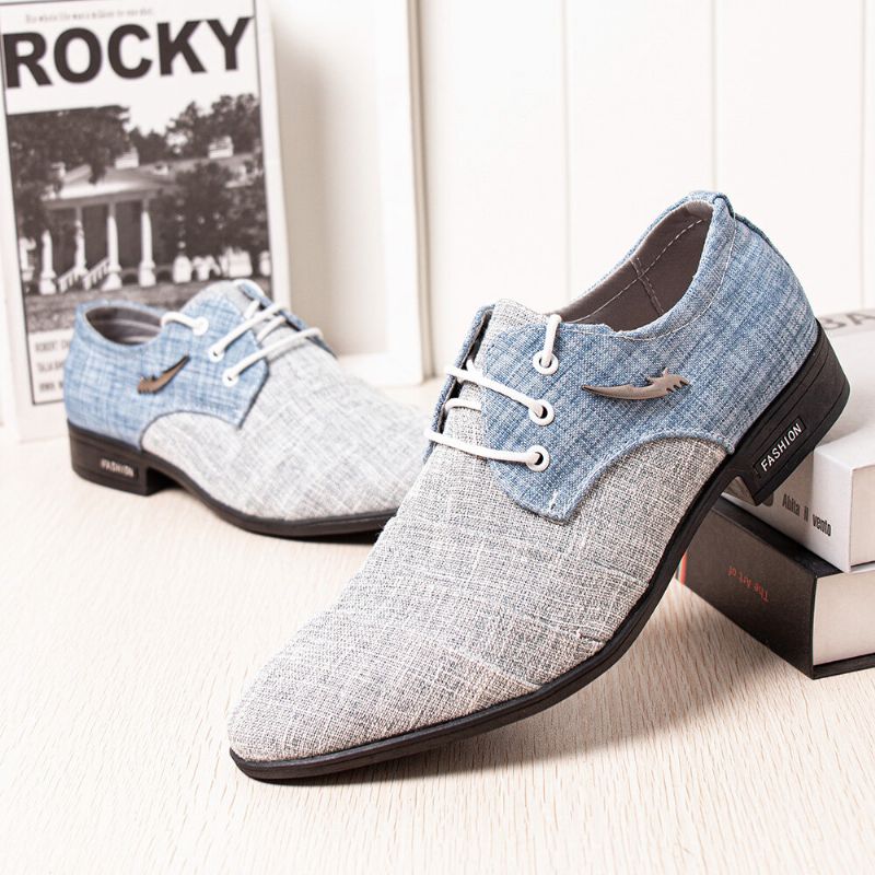 Herren Canvas Spitze Toe Rutschfeste Kurze Schnürkleid Casual Business Schuhe