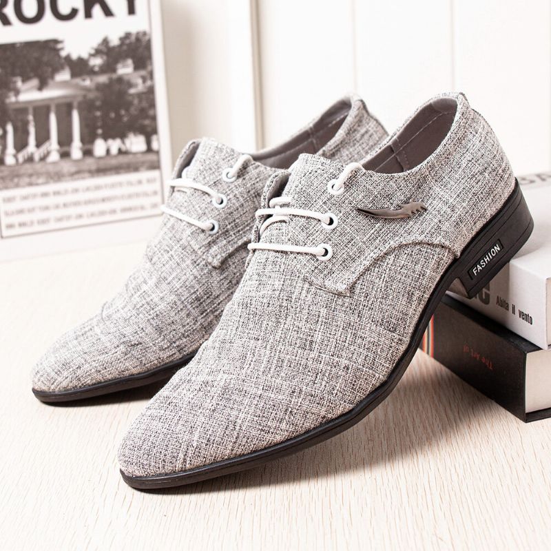 Herren Canvas Spitze Toe Rutschfeste Kurze Schnürkleid Casual Business Schuhe