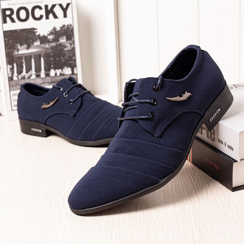 Herren Canvas Spitze Toe Rutschfeste Kurze Schnürkleid Casual Business Schuhe