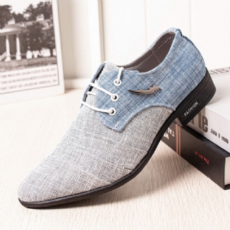 Herren Canvas Spitze Toe Rutschfeste Kurze Schnürkleid Casual Business Schuhe