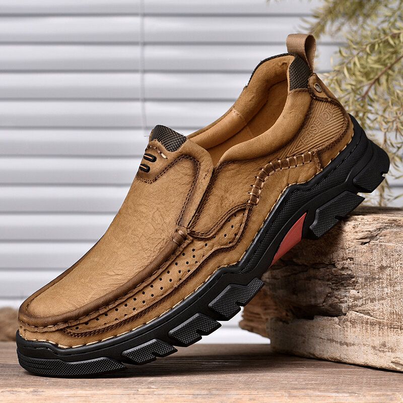 Herren Echtes Leder Rutschfeste Atmungsaktive Bequeme Slip-on Outdoor-wanderschuhe