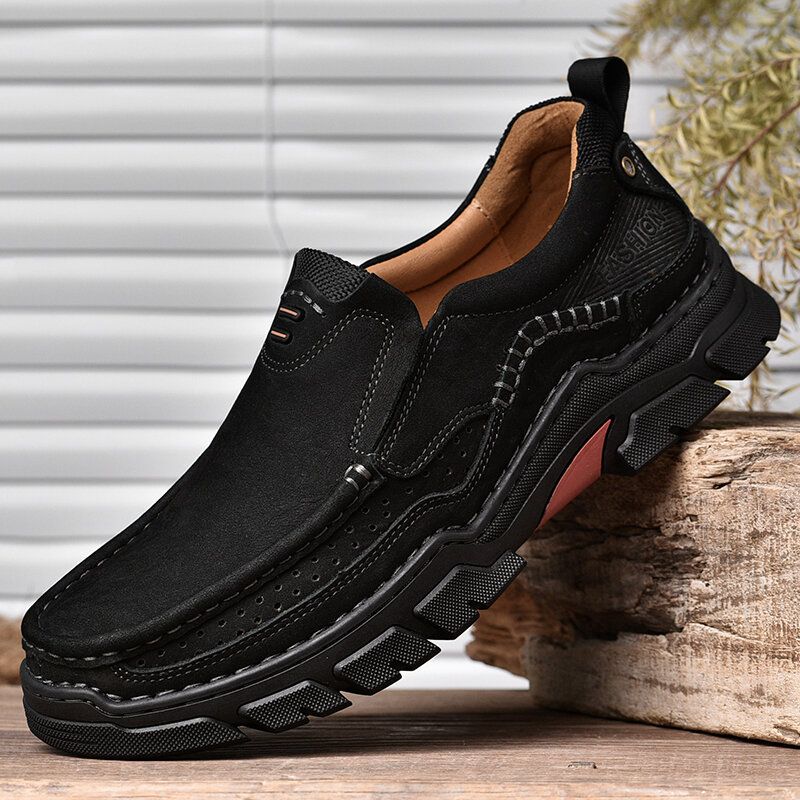 Herren Echtes Leder Rutschfeste Atmungsaktive Bequeme Slip-on Outdoor-wanderschuhe