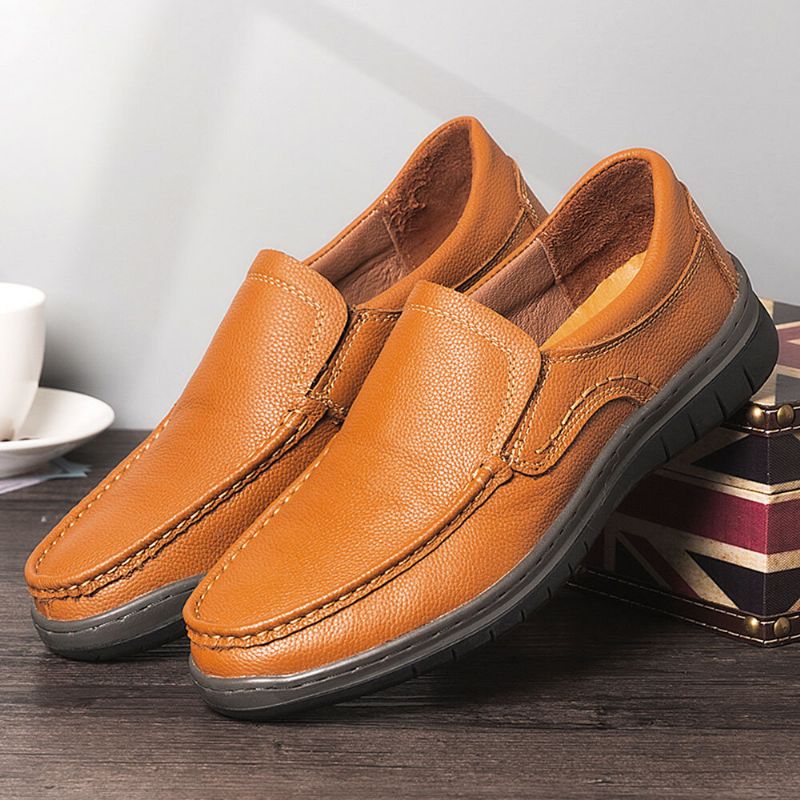 Herren-echtleder Mit Weicher Sohle Bequeme Slip-on-casual-business-schuhe