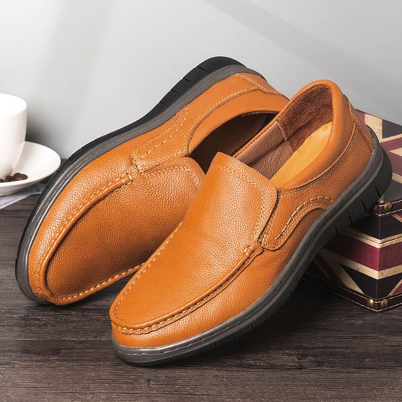 Herren-echtleder Mit Weicher Sohle Bequeme Slip-on-casual-business-schuhe