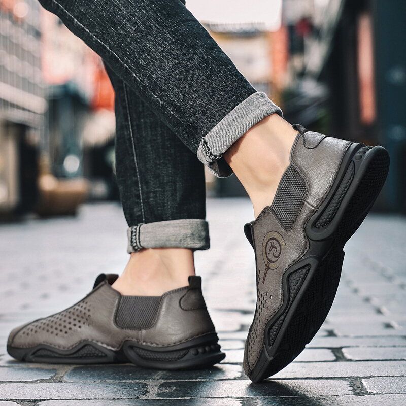 Herren Große Größe Weich Besohlte Ausgehöhlte Slip-on-casual-driver-schuhe