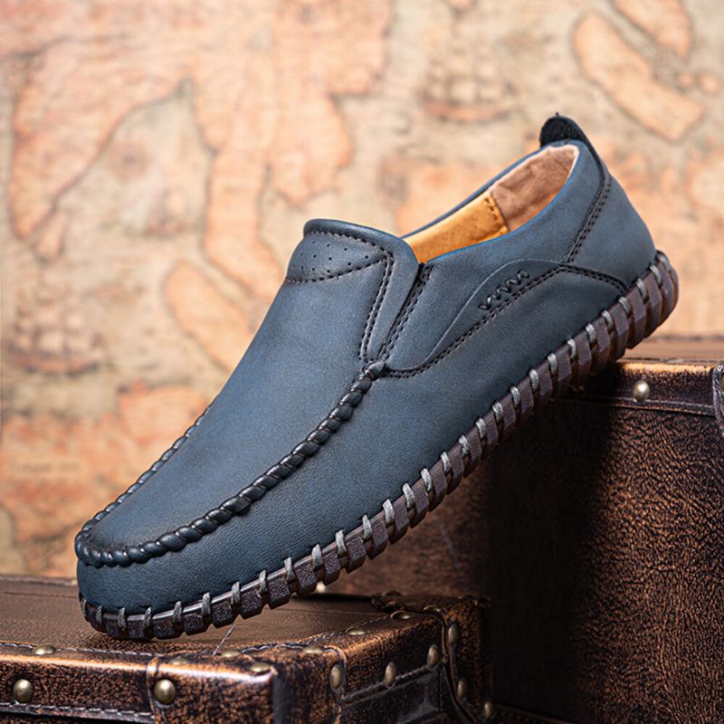 Herren-mikrofaser-leder Handgenäht Weicher Slip-on Lässige Bequeme Flache Schuhe