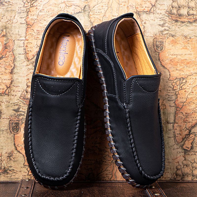 Herren-mikrofaser-leder Handgenäht Weicher Slip-on Lässige Bequeme Flache Schuhe