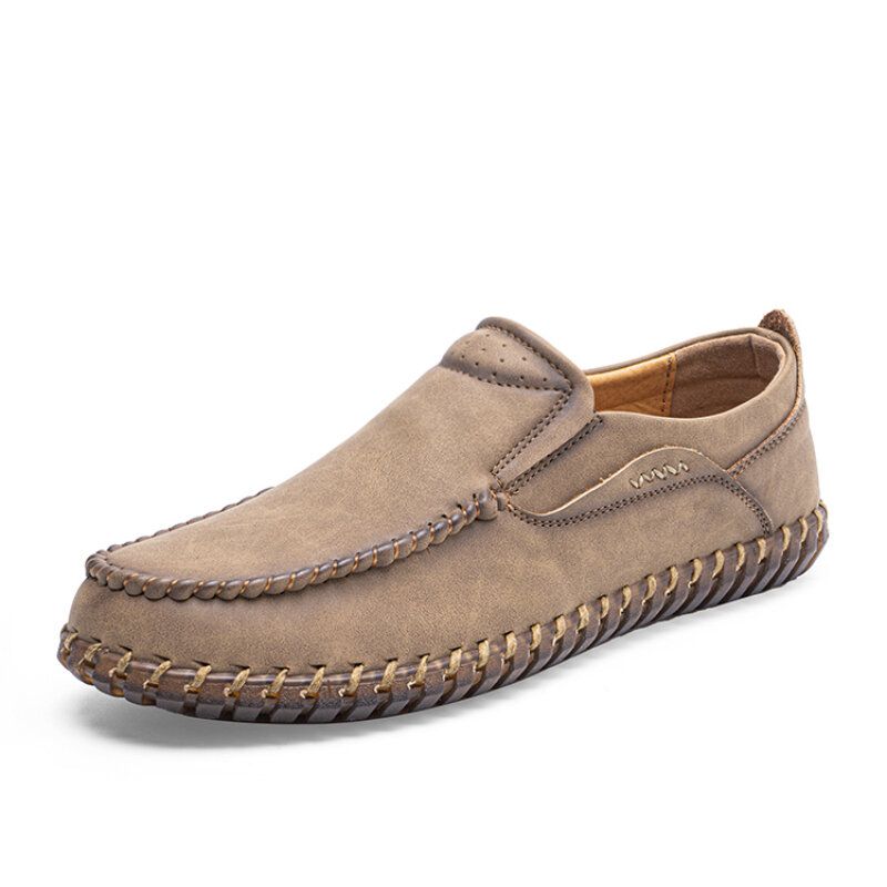 Herren-mikrofaser-leder Handgenäht Weicher Slip-on Lässige Bequeme Flache Schuhe