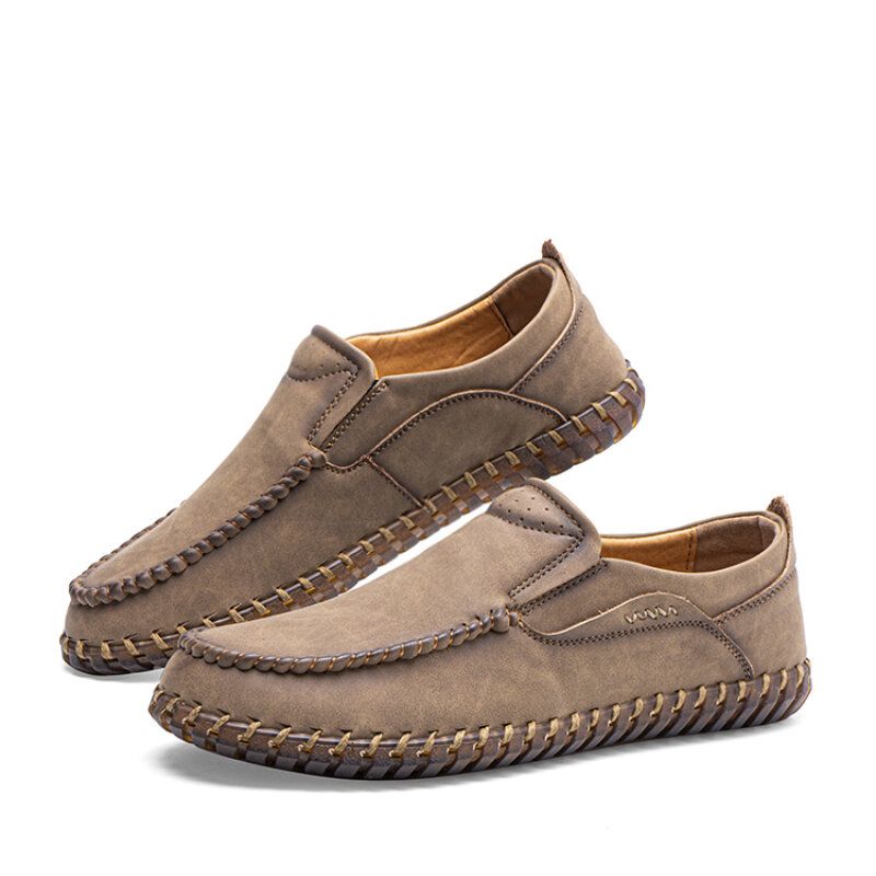 Herren-mikrofaser-leder Handgenäht Weicher Slip-on Lässige Bequeme Flache Schuhe