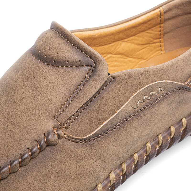 Herren-mikrofaser-leder Handgenäht Weicher Slip-on Lässige Bequeme Flache Schuhe