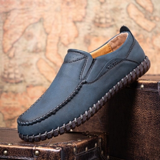 Herren-mikrofaser-leder Handgenäht Weicher Slip-on Lässige Bequeme Flache Schuhe