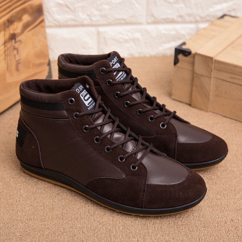 Herren-mikrofaser-leder Weiche Sohle Rutschfest Retro-stil Schnürschuhe Lässige Wadenschuhe