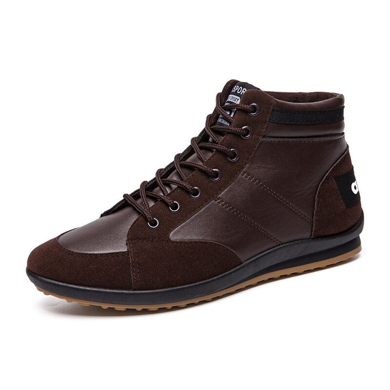 Herren-mikrofaser-leder Weiche Sohle Rutschfest Retro-stil Schnürschuhe Lässige Wadenschuhe