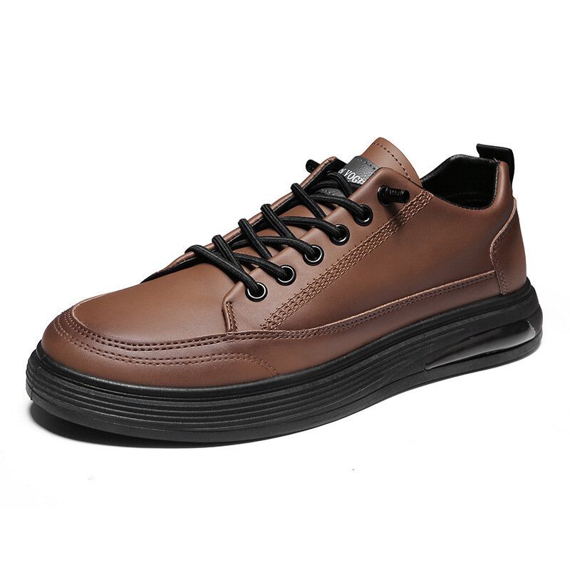 Herren Pure Color Pu-leder Gepolsterte Freizeit-skate-schuhe