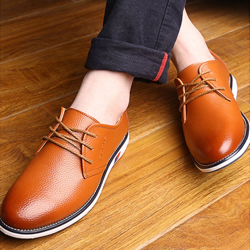 Herren Rindsleder Atmungsaktive Rutschfeste Bequeme Klassische Casual Business Schuhe