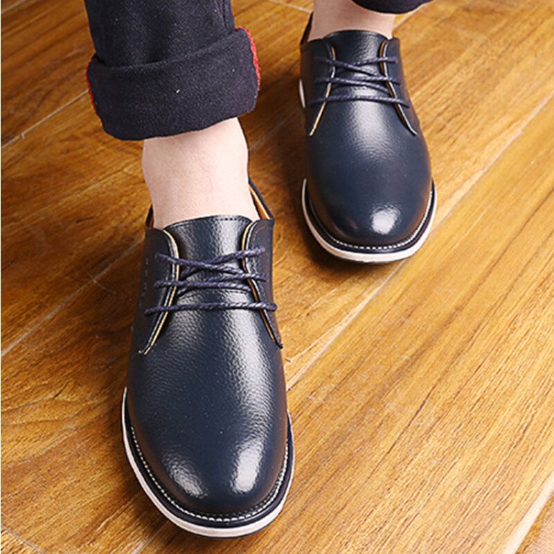 Herren Rindsleder Atmungsaktive Rutschfeste Bequeme Klassische Casual Business Schuhe