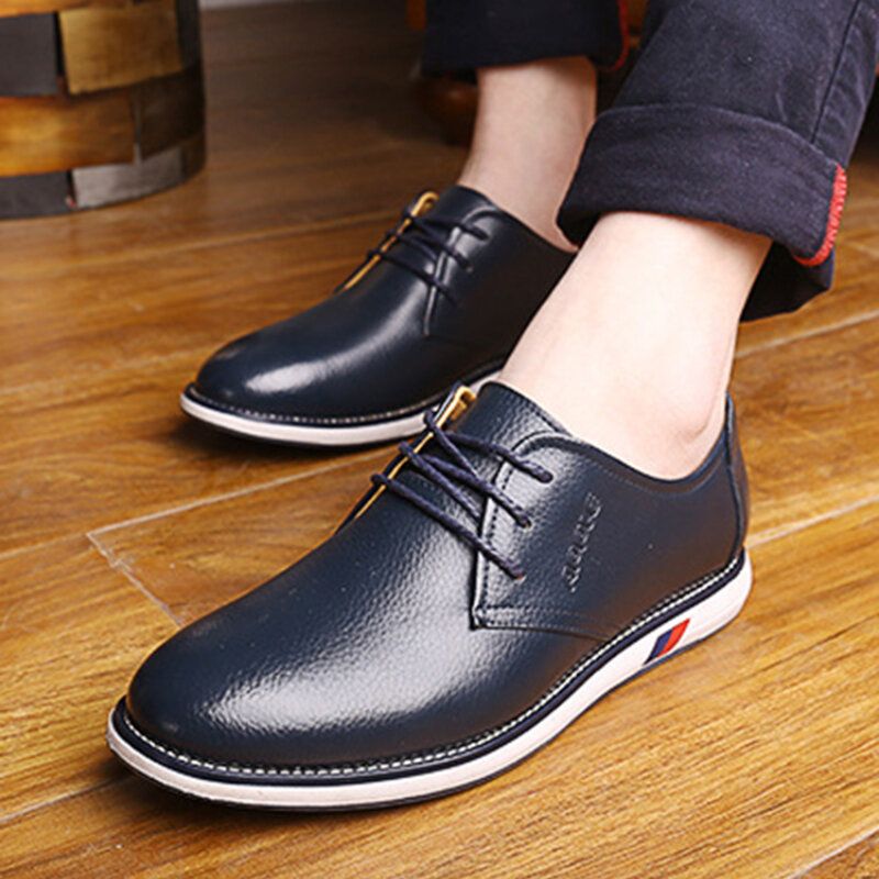 Herren Rindsleder Atmungsaktive Rutschfeste Bequeme Klassische Casual Business Schuhe