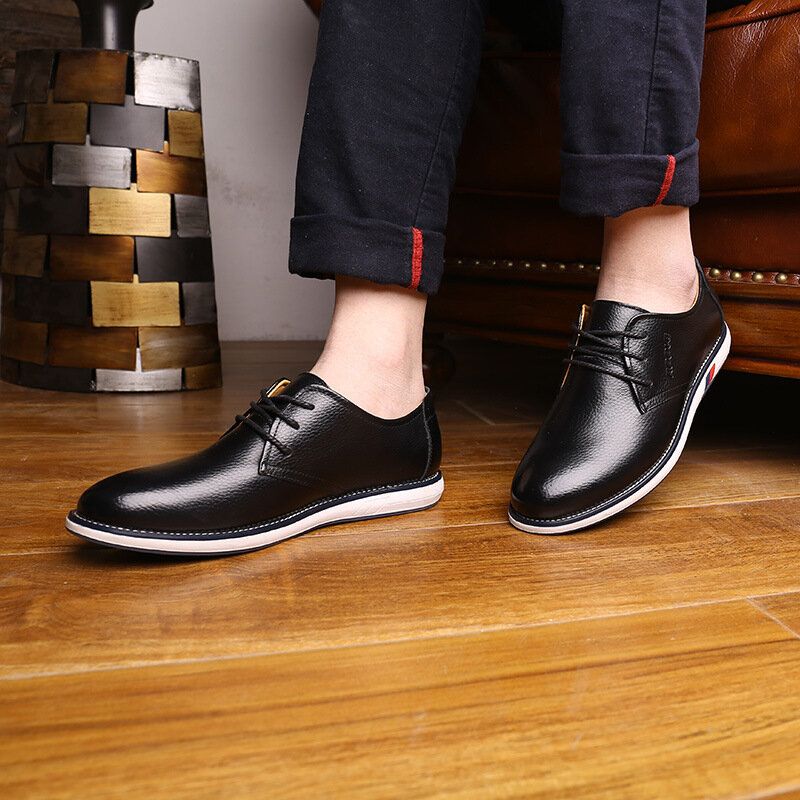 Herren Rindsleder Atmungsaktive Rutschfeste Bequeme Klassische Casual Business Schuhe