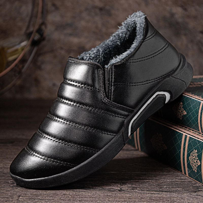 Herren Winter Warmes Plüschfutter Weiche Sohle Rutschfeste Slip-on Freizeitschuhe