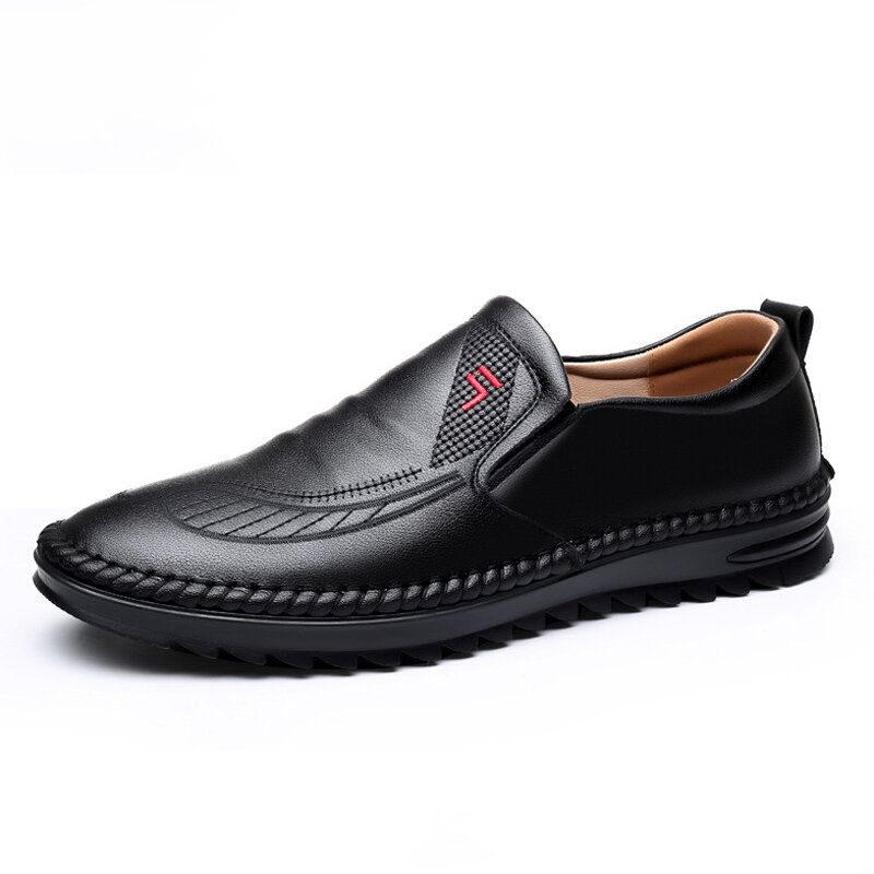 Männer Echtes Leder Atmungsaktive Weiche Sohle Rutschfeste Bequeme Slip-on Freizeitschuhe