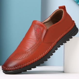 Männer Echtes Leder Atmungsaktive Weiche Sohle Rutschfeste Bequeme Slip-on Freizeitschuhe