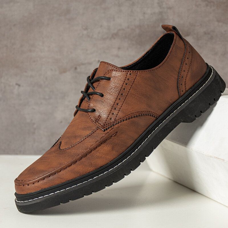 Männer Leder Atmungsaktive Weiche Sohle Retro Kurze England Style Casual Business Schuhe