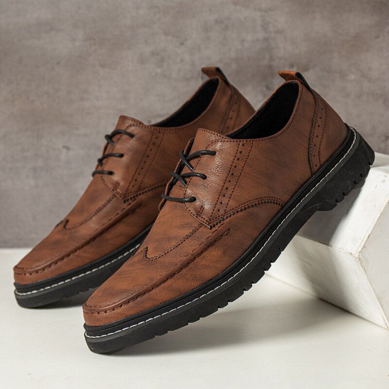 Männer Leder Atmungsaktive Weiche Sohle Retro Kurze England Style Casual Business Schuhe