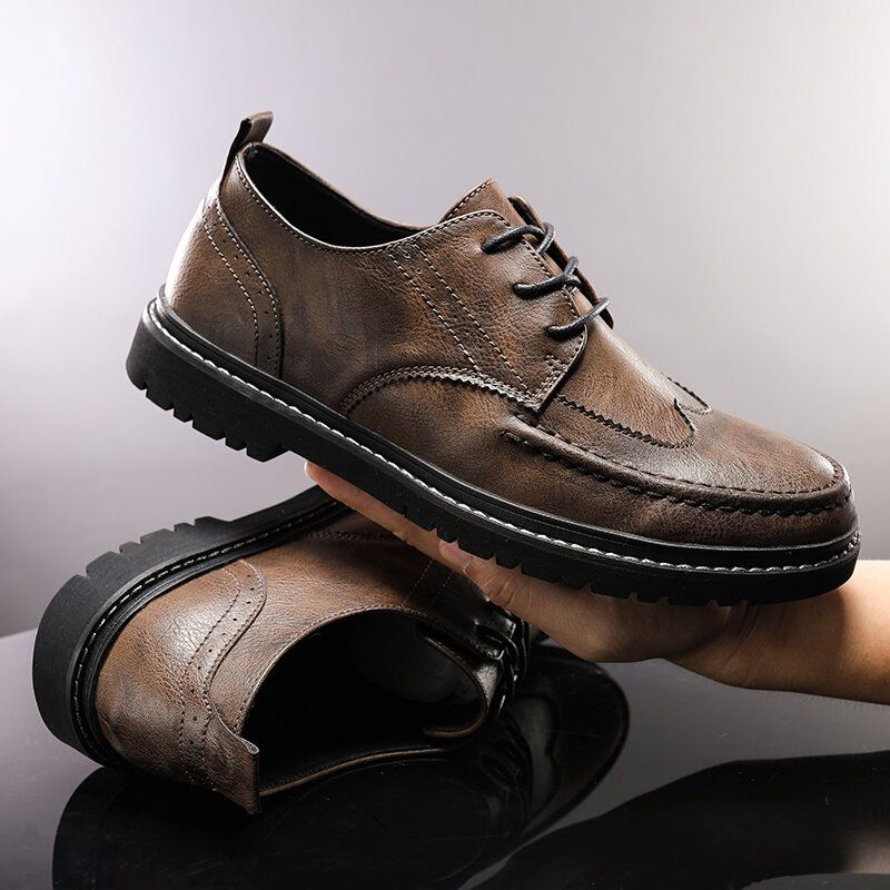 Männer Leder Atmungsaktive Weiche Sohle Retro Kurze England Style Casual Business Schuhe