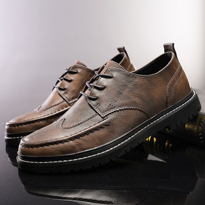 Männer Leder Atmungsaktive Weiche Sohle Retro Kurze England Style Casual Business Schuhe