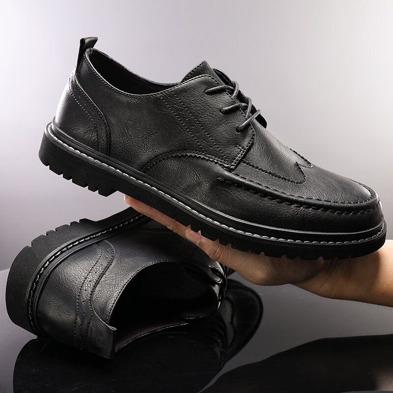 Männer Leder Atmungsaktive Weiche Sohle Retro Kurze England Style Casual Business Schuhe