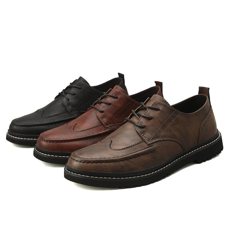 Männer Leder Atmungsaktive Weiche Sohle Retro Kurze England Style Casual Business Schuhe