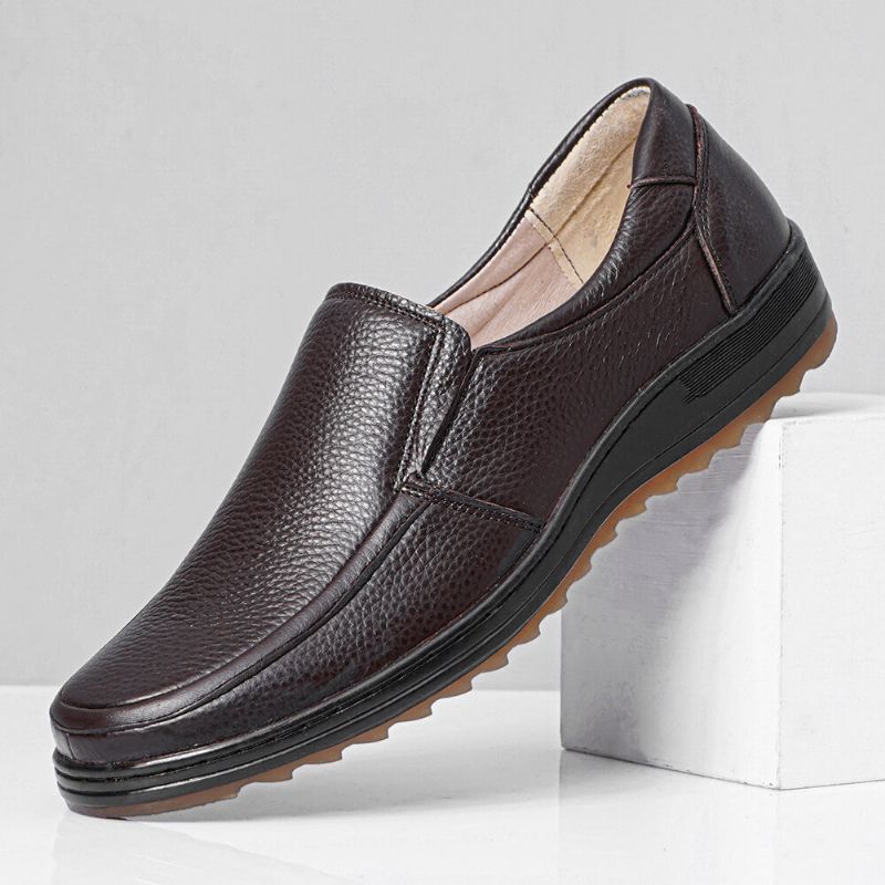 Männer Leder Atmungsaktive Weiche Sohle Rutschfeste Bequeme Slip-on Casual Business Schuhe