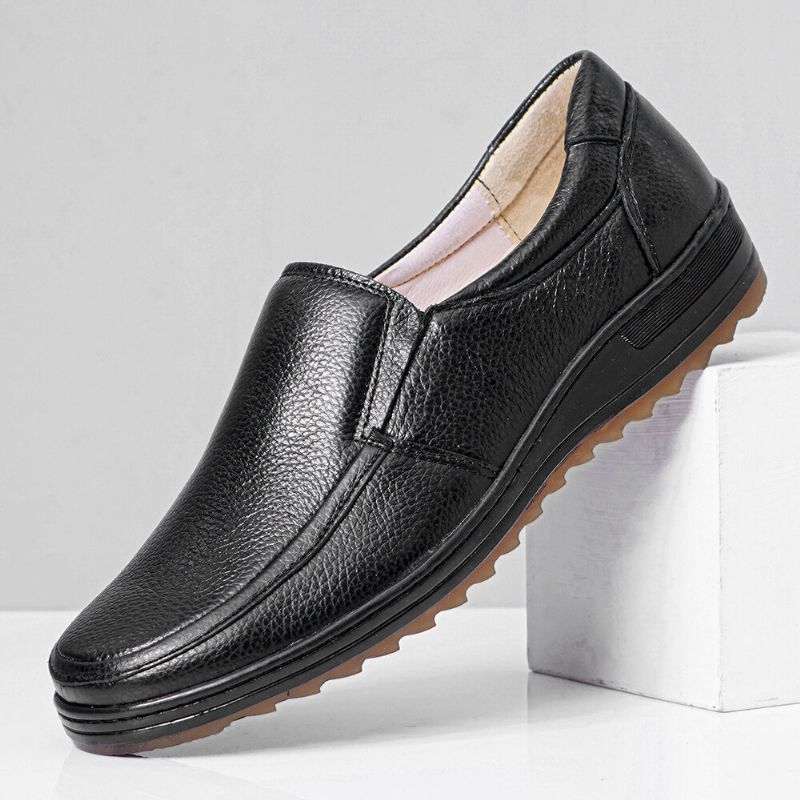 Männer Leder Atmungsaktive Weiche Sohle Rutschfeste Bequeme Slip-on Casual Business Schuhe