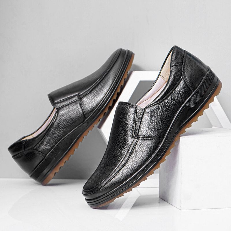 Männer Leder Atmungsaktive Weiche Sohle Rutschfeste Bequeme Slip-on Casual Business Schuhe