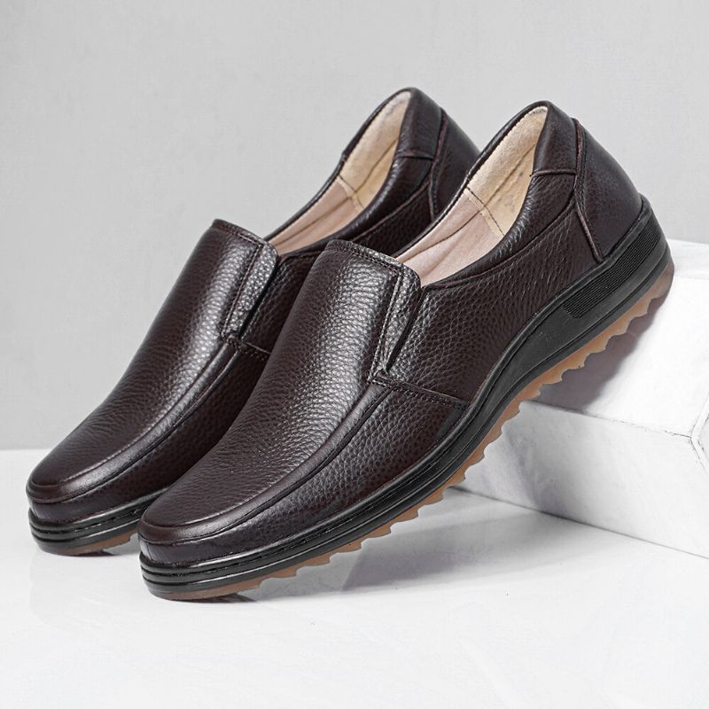 Männer Leder Atmungsaktive Weiche Sohle Rutschfeste Bequeme Slip-on Casual Business Schuhe