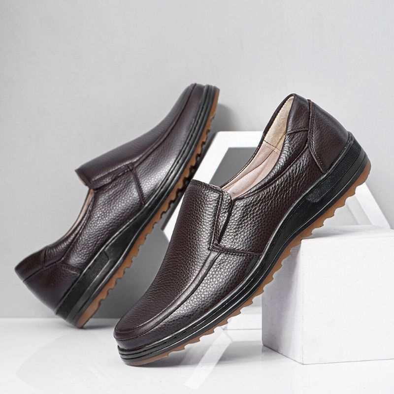 Männer Leder Atmungsaktive Weiche Sohle Rutschfeste Bequeme Slip-on Casual Business Schuhe