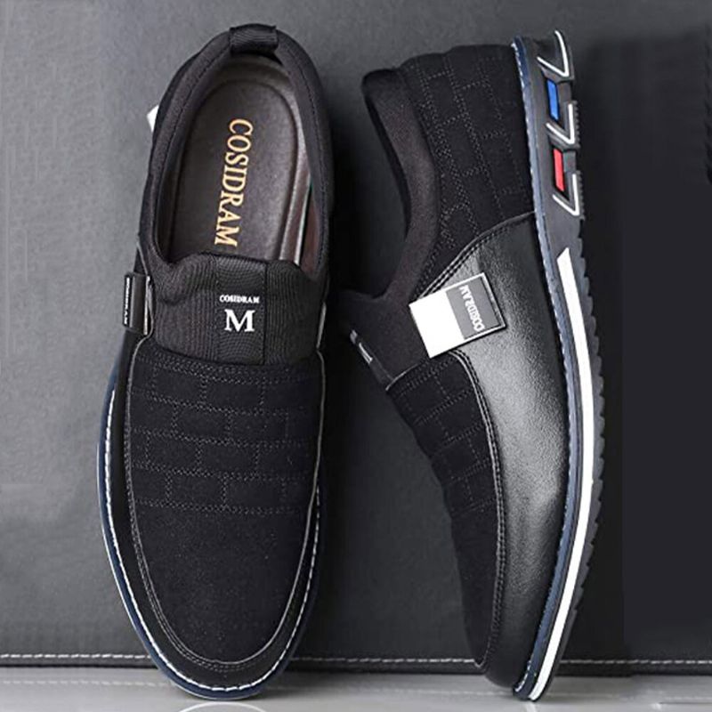 Männer Leder Atmungsaktive Weiche Sohle Wildleder Spleißen Kurze Slip-on Lässige Business-schuhe