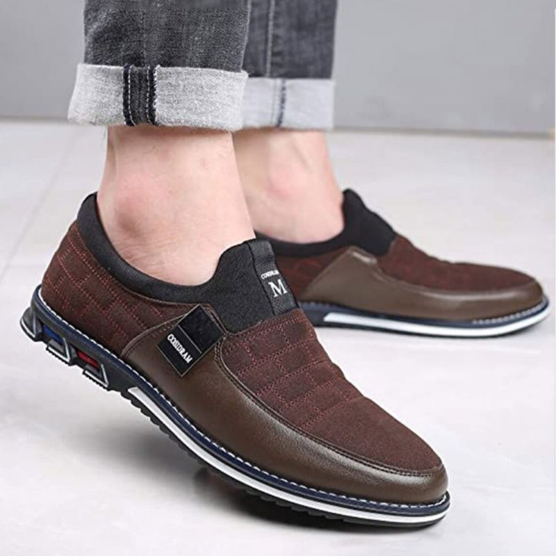 Männer Leder Atmungsaktive Weiche Sohle Wildleder Spleißen Kurze Slip-on Lässige Business-schuhe