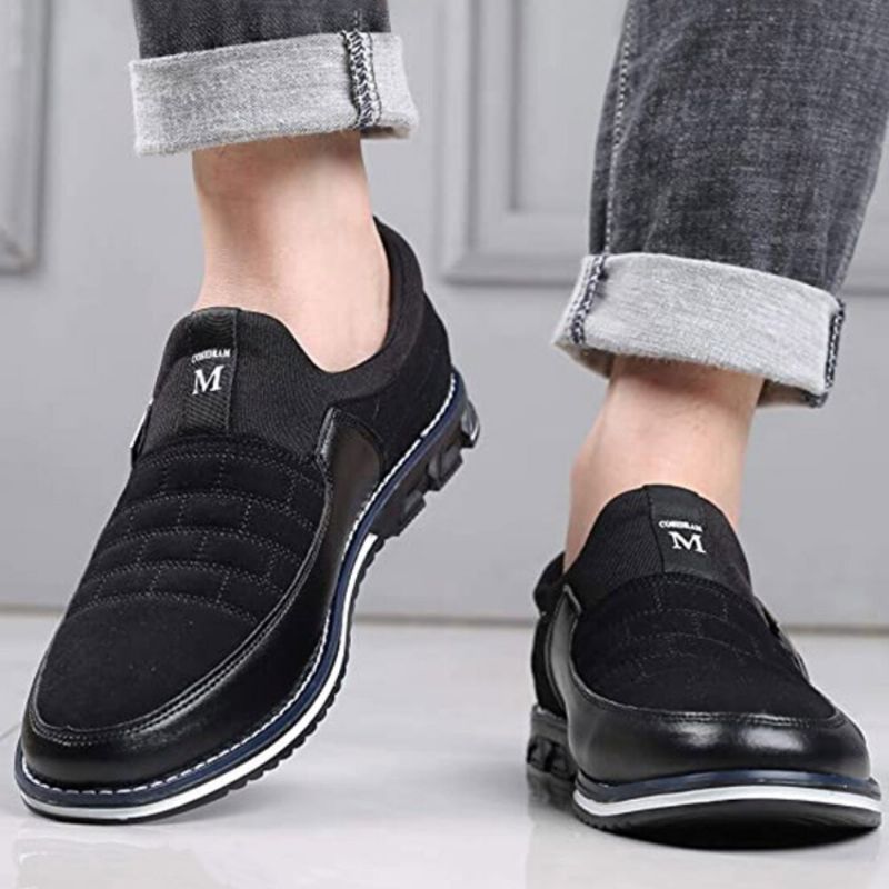 Männer Leder Atmungsaktive Weiche Sohle Wildleder Spleißen Kurze Slip-on Lässige Business-schuhe