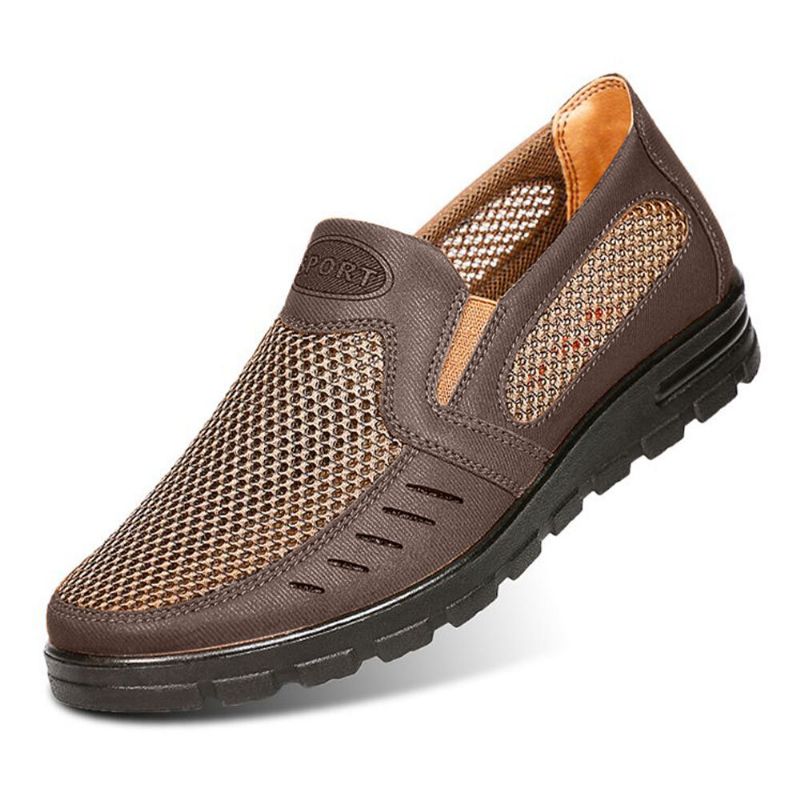 Männer Mesh Atmungsaktiv Aushöhlen Rutschfeste Weiche Sohle Slip On Freizeitschuhe