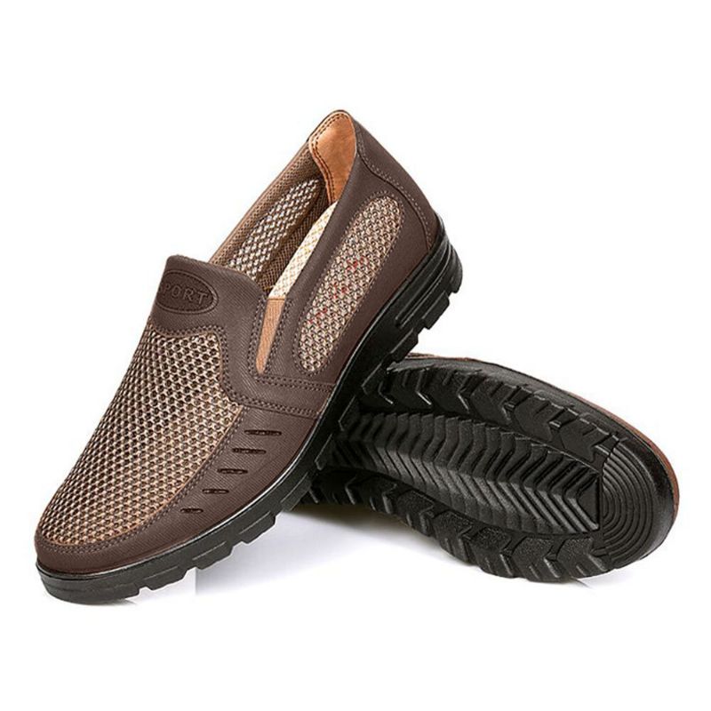 Männer Mesh Atmungsaktiv Aushöhlen Rutschfeste Weiche Sohle Slip On Freizeitschuhe